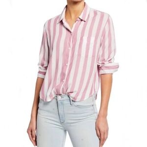 Rails Pink and White Striped Button-Down Shirt